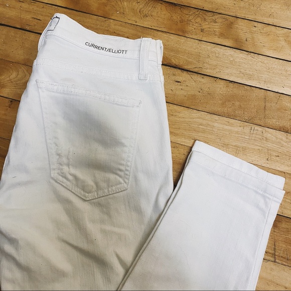 White denim distressed Current/Elliot jeans - Picture 4 of 4